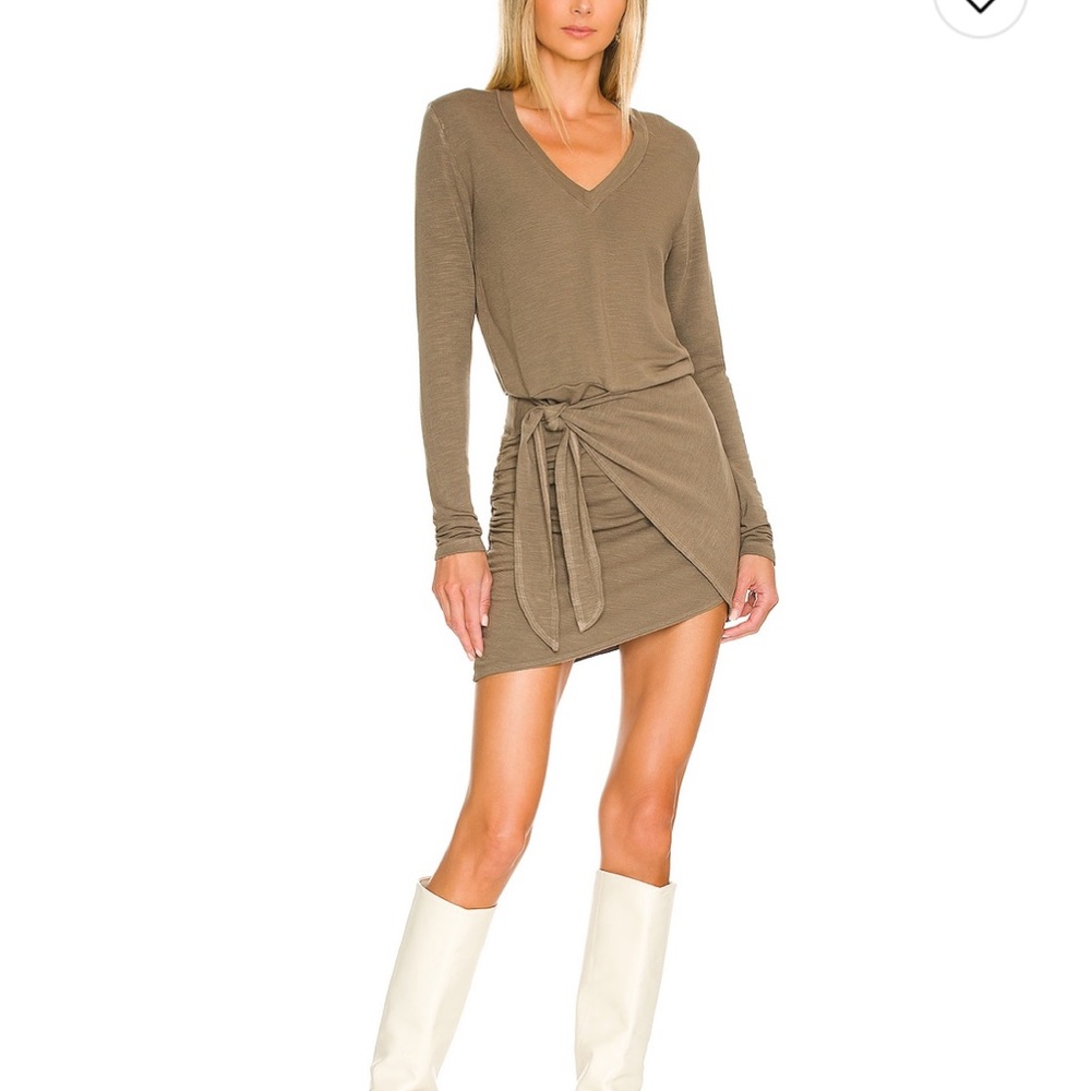 Monrow Supersoft Long Sleeve V Dress XS NWOT